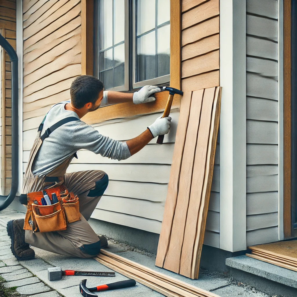 Installing siding on a house